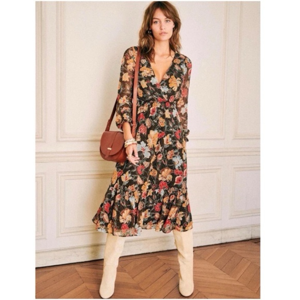 Sézane Ttitiane midi dress Honey Floral 38/6